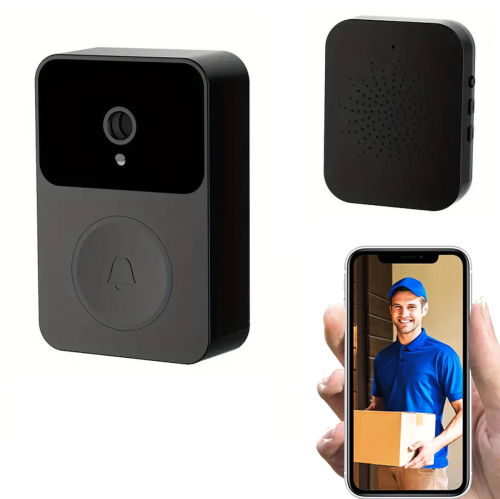 KIT TIMBRE INALAMBRICO CON RECEPTOR-TUYA SMART -COLOR NEGRO