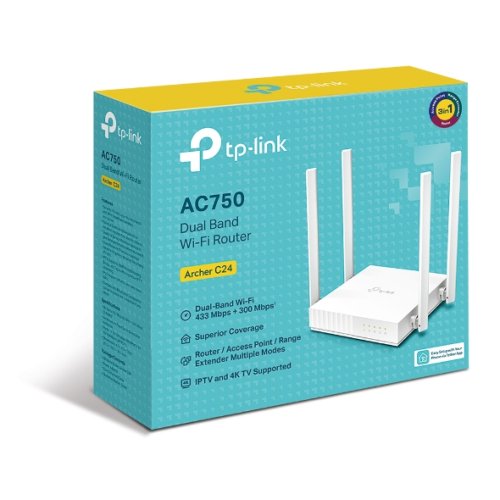 ROUTER WIFI- DUAL BAND -AC 750- 4 ANTENAS- MARCA TPLINK -ARCHERC24