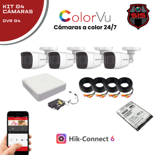 KIT 04 CAMARAS -SISTEMA COMPLETO DE SEGURIDAD PARA MONITOREAR POR CELULAR Y COMPUTADORA