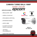 CAMARA BALA 1080P-2MP-CON AUDIO Y COLOR 24/7 PROGRAMABLES- LENTE 2.8MM-MARCA EPCOM
