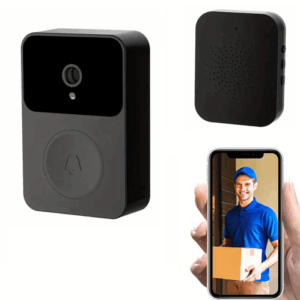 KIT TIMBRE INALAMBRICO CON RECEPTOR-TUYA SMART -COLOR NEGRO