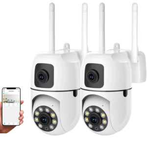 kit 02 camaras wifi doble lente -audio doble via-vision nocturna -360