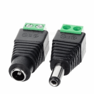 par de conectores plug hembra y macho para energizar camaras y tiras led