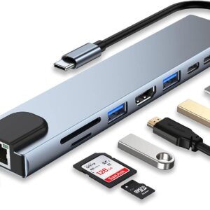 Adaptador tipo c 8 en 1 con rj45 hdmi