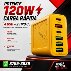 CARGADOR CARGA SUPER RAPIDA 04-USB -02 TIPO C -SIS HONDURAS TEGUCIGALPA