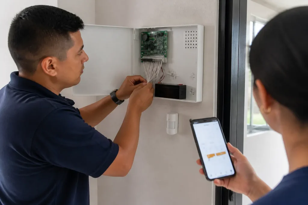 alarma híbrida cableada e inalámbrica